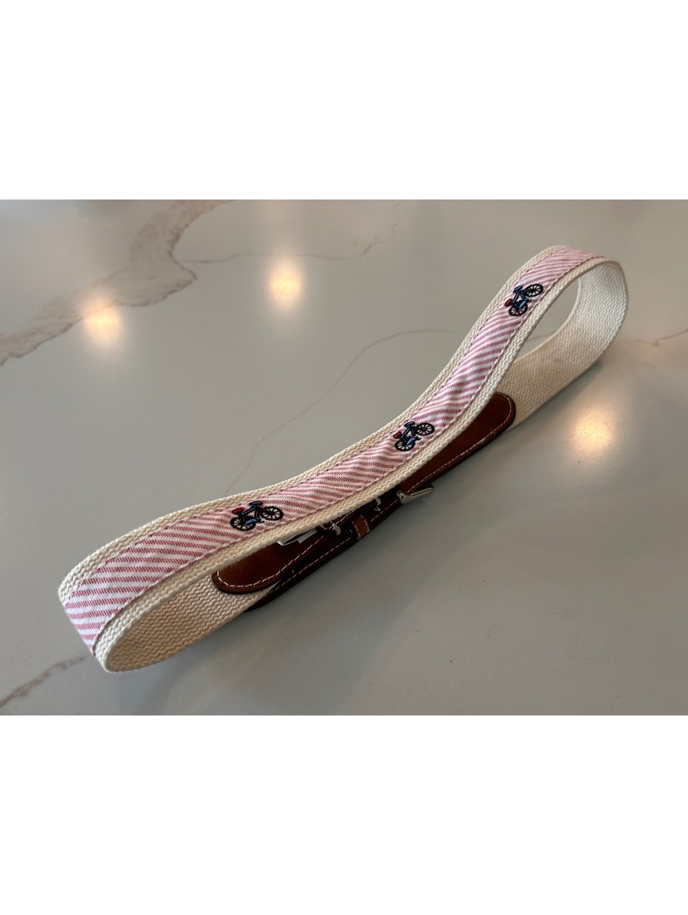 Jack Spade New York Canvas and Leather Belt with Bicycle Embroidery